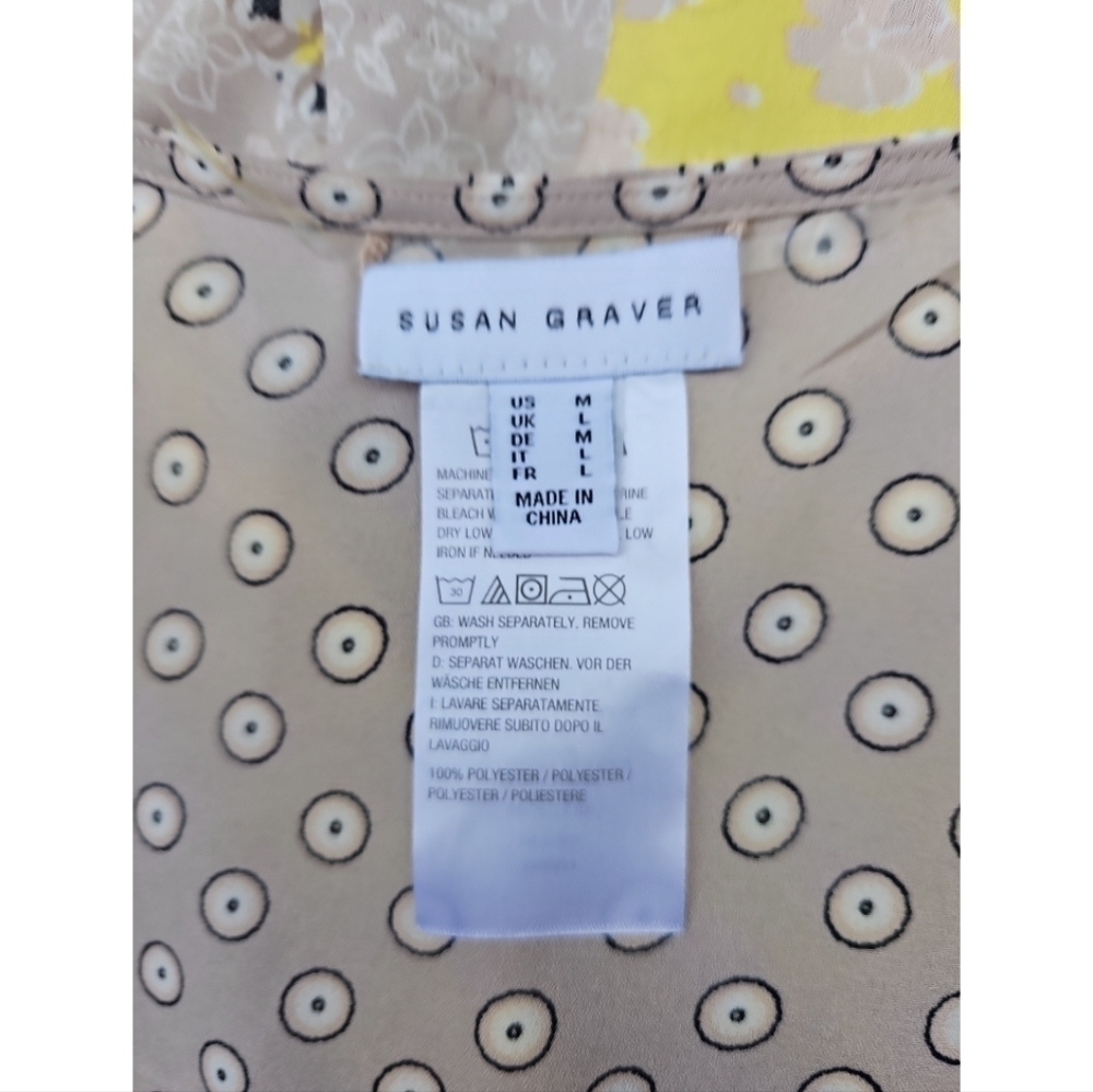 SUSAN Graver Chiffon Open Front Kimono Patch Pocket Multi Print Size M - Picture 7 of 7
